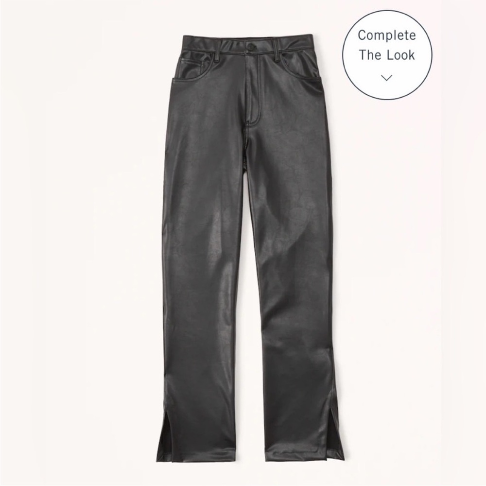 NEW Abercrombie Split-Hem Vegan Leather 90s Straight Pant